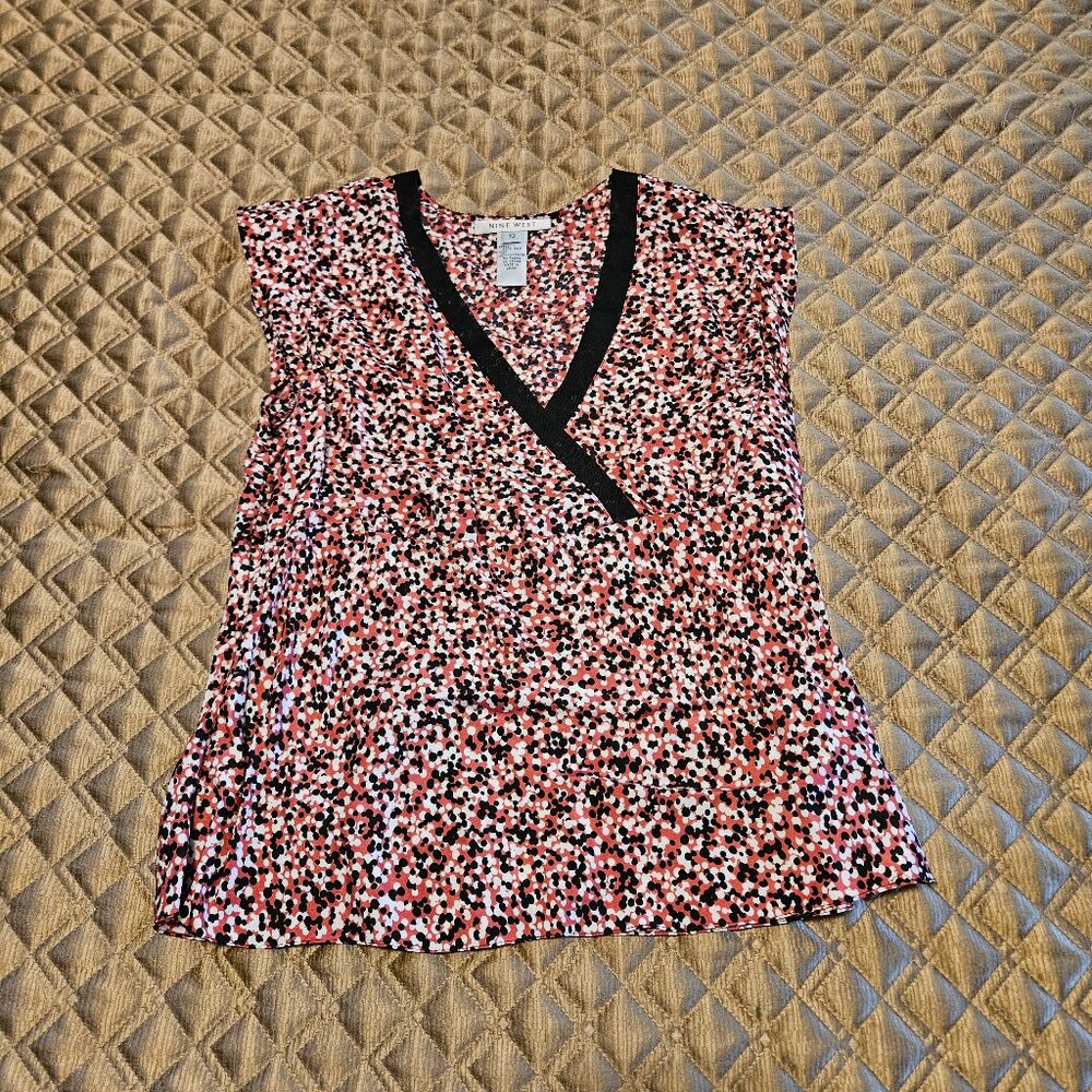 Short Sleeve V Neck Blouse